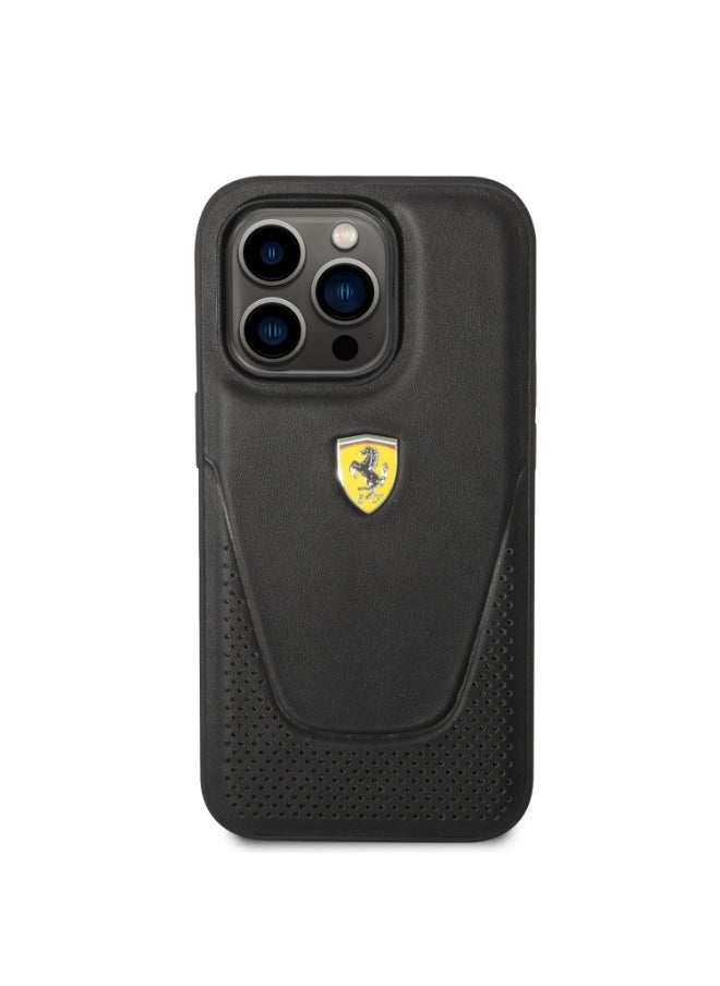 Ferrari Ferrari Leather Vici Perforated Hard Case for iPhone 14 Pro Max - Black [ FEHCP14XRVIK ]  - Image 5