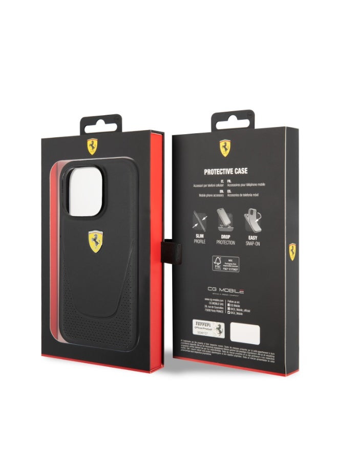 Ferrari Ferrari Leather Vici Perforated Hard Case for iPhone 14 Pro Max - Black [ FEHCP14XRVIK ]  - Image 1
