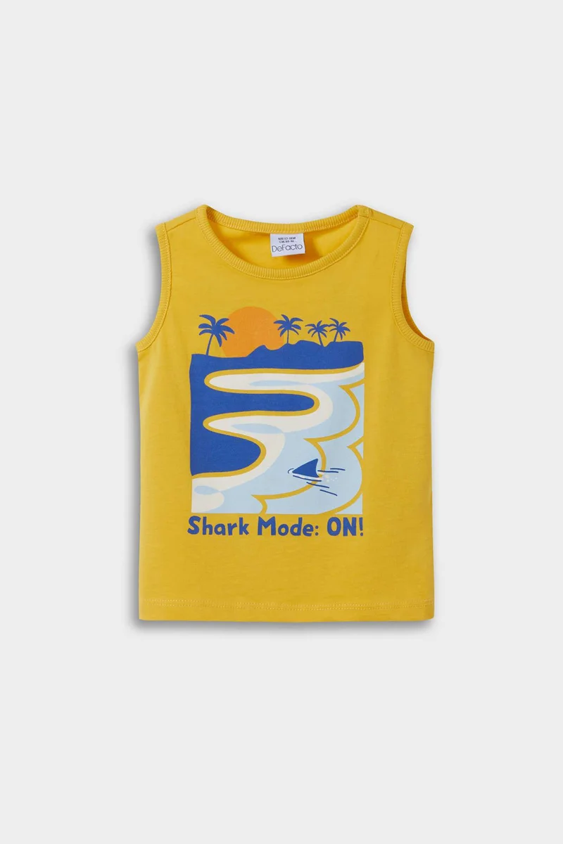 ديفاكتو Baby Boy Crew Neck Palm Tree Patterned Tank Top