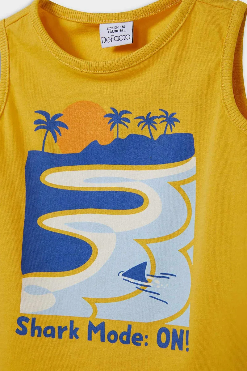 ديفاكتو Baby Boy Crew Neck Palm Tree Patterned Tank Top