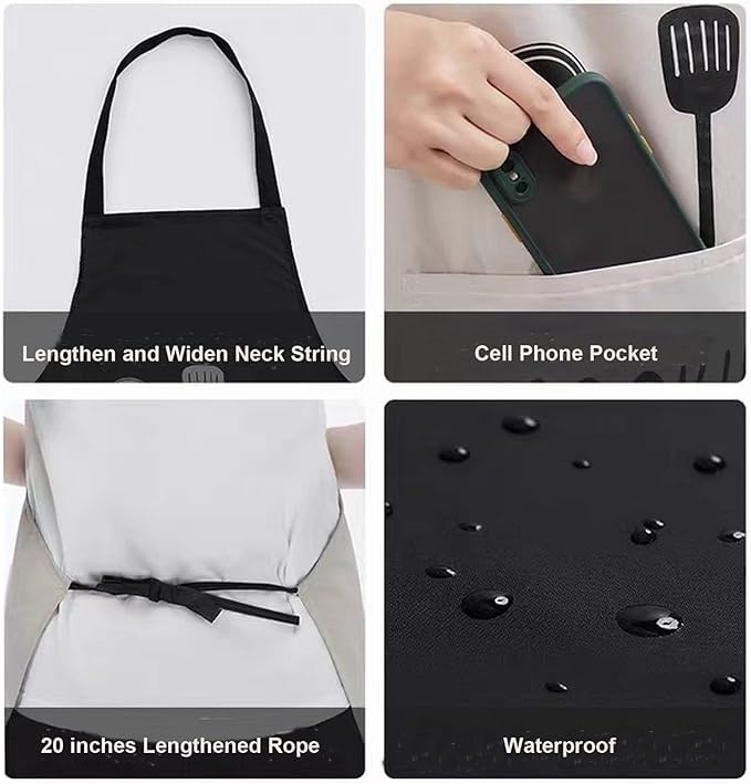 BeFall Kitchen Apron with Hand Wiping Towels, Waterproof, Oilproof, Adjustable Straps, Large Pockets, Durable Cooking Apron for Men & Women – Chef, BBQ, Baking, and Kitchen Essentials - Image 4