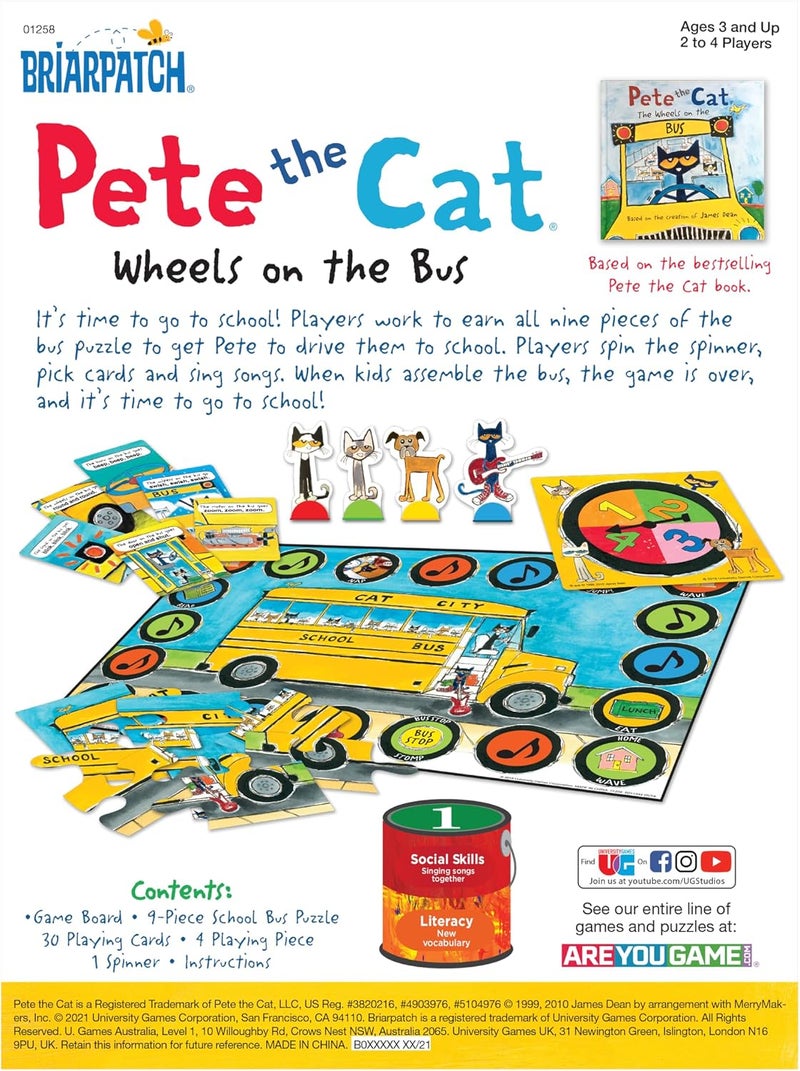 Briarpatch Kid's Pete The Cat Wheels On The Bus Sing-Along Puzzle Board Game (3 & Up) - Image 4