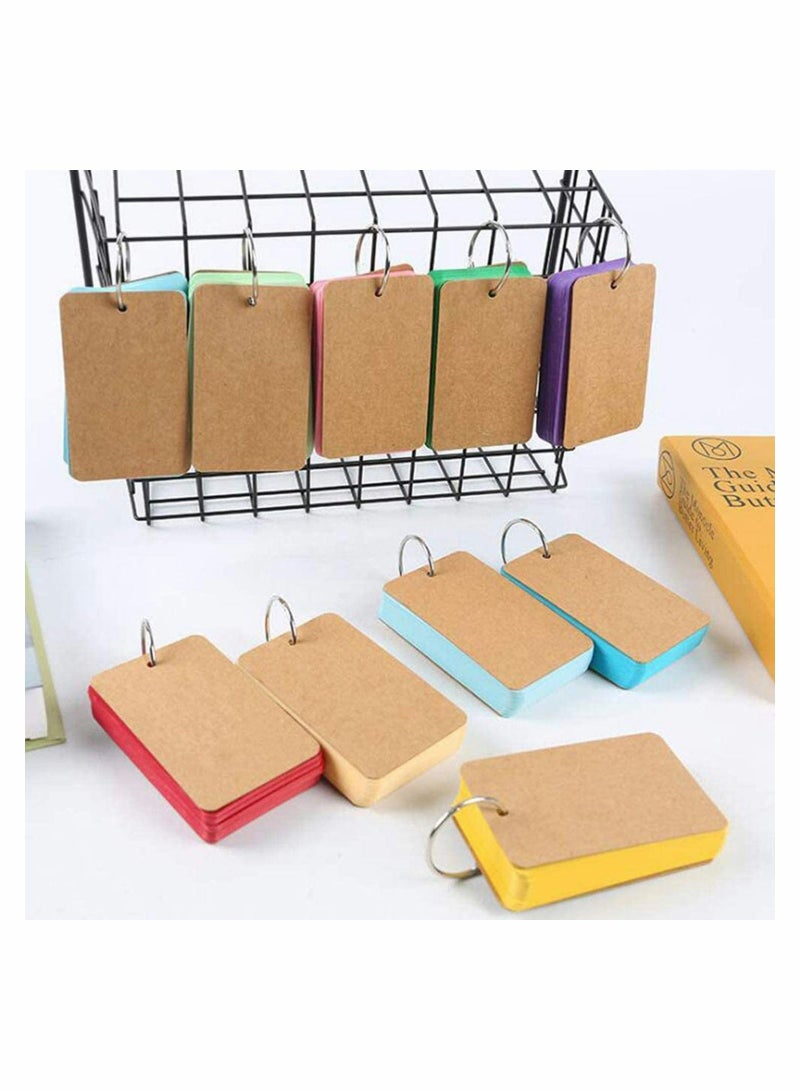 Excefore 6 Pack Mini Notepads Blank Flashcards Study Cards, Ring Revision Cards with Binder Ring Multicolor Kraft Paper Scratch Memo Note Pads - Image 4