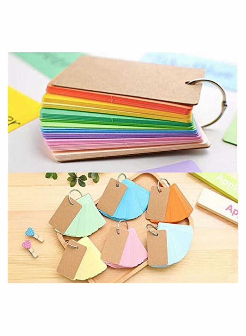 Excefore 6 Pack Mini Notepads Blank Flashcards Study Cards, Ring Revision Cards with Binder Ring Multicolor Kraft Paper Scratch Memo Note Pads - Image 3