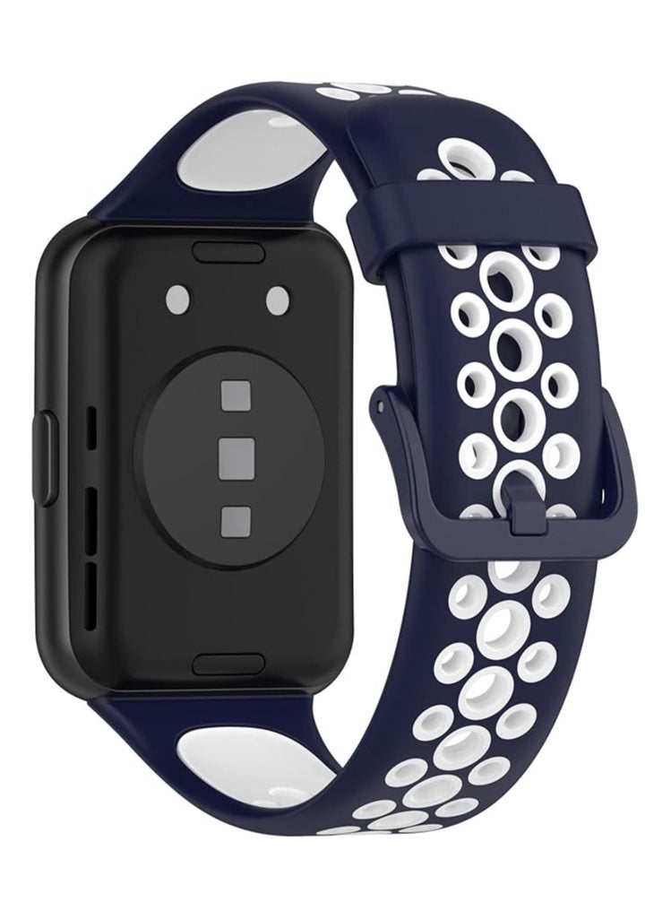 Generic Silicone Strap Compatible with HUAWEI Watch Fit 2 Active/Classic/Elegant, Two-color Sport Band Breathable Ultra-light Waterproof Durable Adjustable Replacement Wristband for Fit2  - Image 1