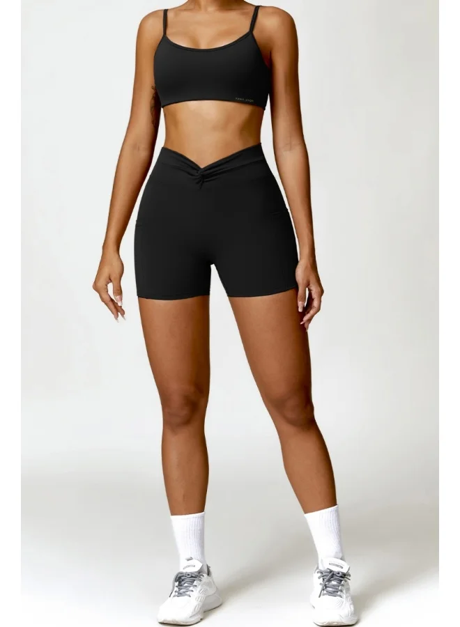 KAWN.YOGA Womens High Waist Contour Workout Sport Yoga Shorts Tummy Control With Pockets