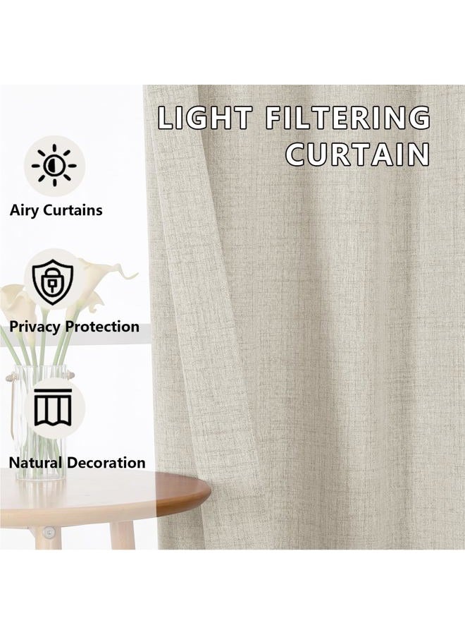 Lecloud Natural Valance 16 Inch Length, Airy Privacy Light Filtering Window Treatments Kitchen Curtains, Short Modern Drapes with Rod Pockets for Bathroom Cafe Basement, 60" W x 16" L 1 Panel - Image 4
