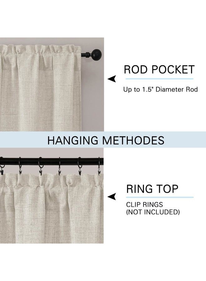 Lecloud Natural Valance 16 Inch Length, Airy Privacy Light Filtering Window Treatments Kitchen Curtains, Short Modern Drapes with Rod Pockets for Bathroom Cafe Basement, 60" W x 16" L 1 Panel - Image 5