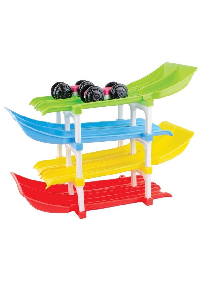 Goyal's Rolling & Flipping Race Car Track Toy for Toddler Vehicle Set with 4 Racer Cars Fine Motor Skill Montessori Building Learning Toys - Multicolor (4 Cars) - Image 2