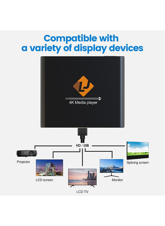 Generic - X8 4K Digital Media Player Mini TV Box Advertsing Machine TF Card U Disk Playback H.265/HEVC Loop Play Auto Play - Image 1