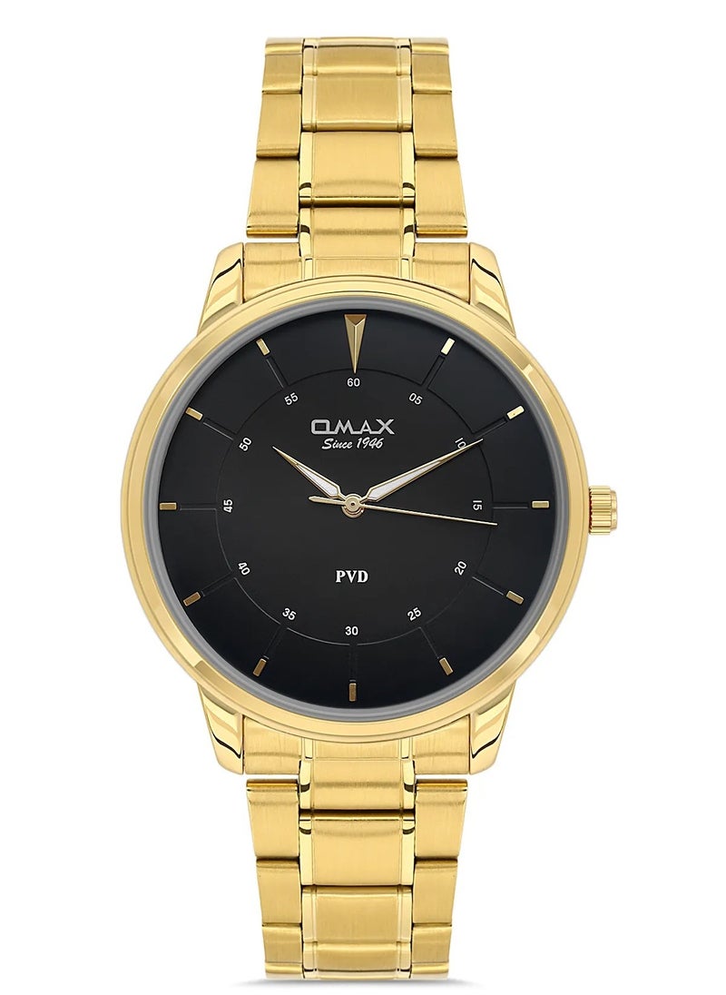 OMAX - Omax Men's Gold Luxury Wristwatch, Watches for Men, Stainless Watches, Silver Steel Band, Analog Dial, Waterproof Watch, 1 Year Warranty - Image 1
