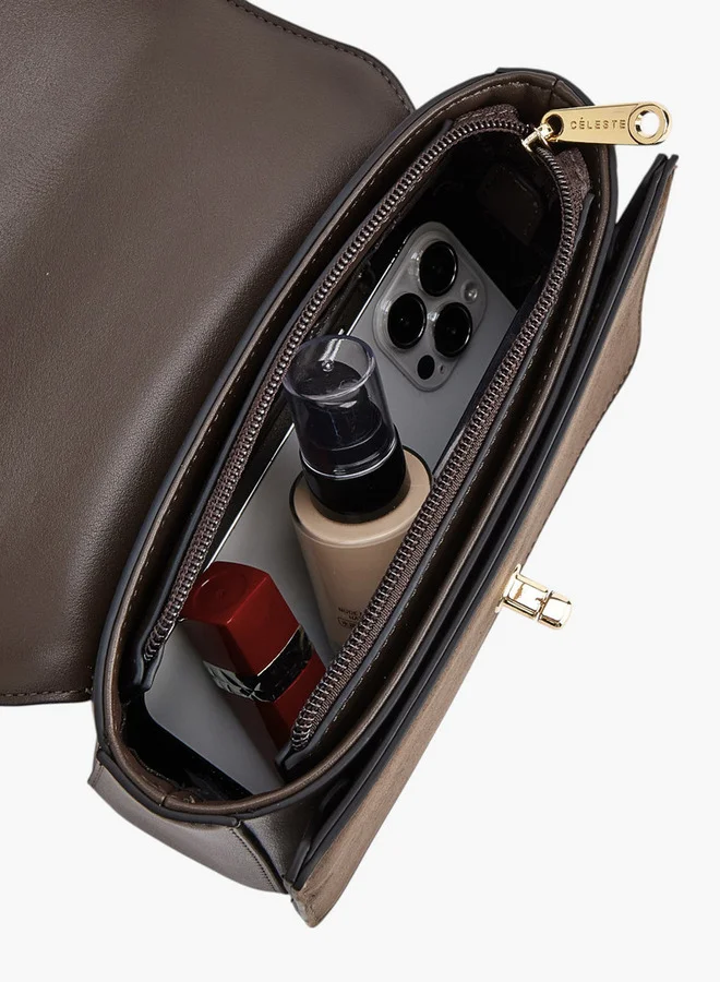 سيليست Women Solid Crossbody Bag with Chain Strap and Twist Lock Closure