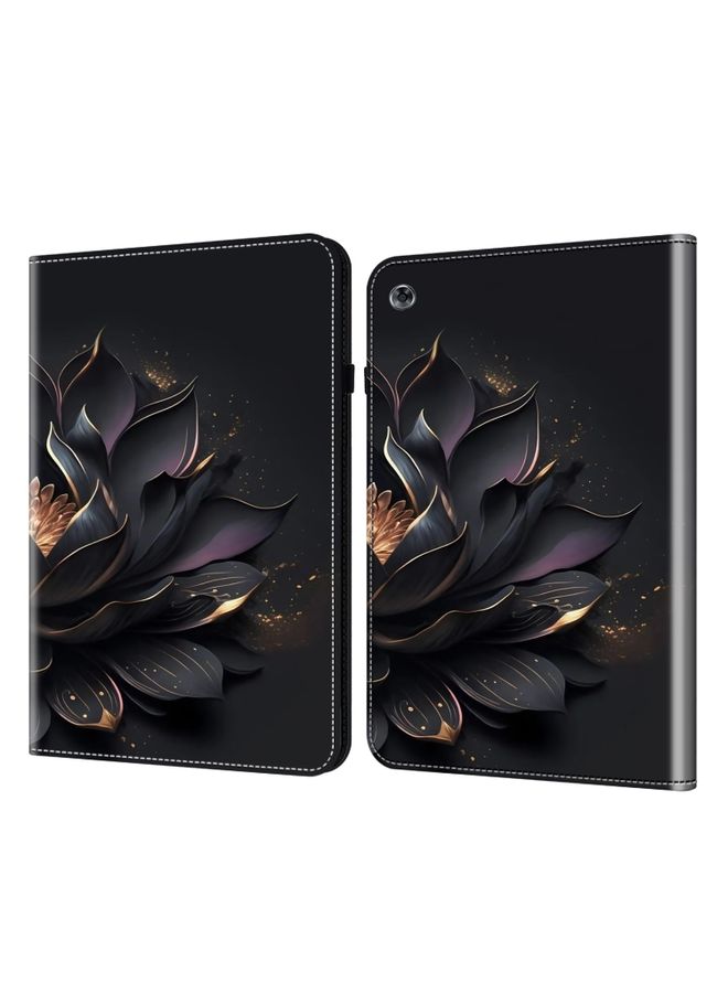 HuHa Case Cover For Amazon Kindle Fire HD8 2022 Crystal Texture Painted Leather Tablet Case Purple Lotus 