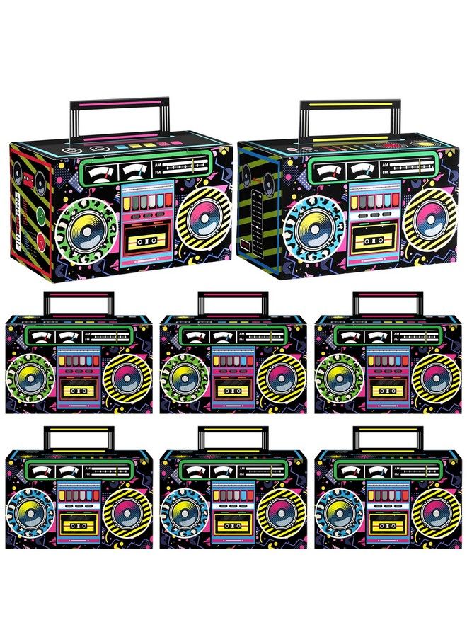 Chinco 80S Party Favor Boxes, Novelty Boom Box Favors Gift Treat Goodie Candy Paper Boxes 80S Retro Radio Decorations Table Centerpieces For 1980S Theme Hip Hop Music Birthday Party(Multi Colors, 8 Pcs) - Image 2