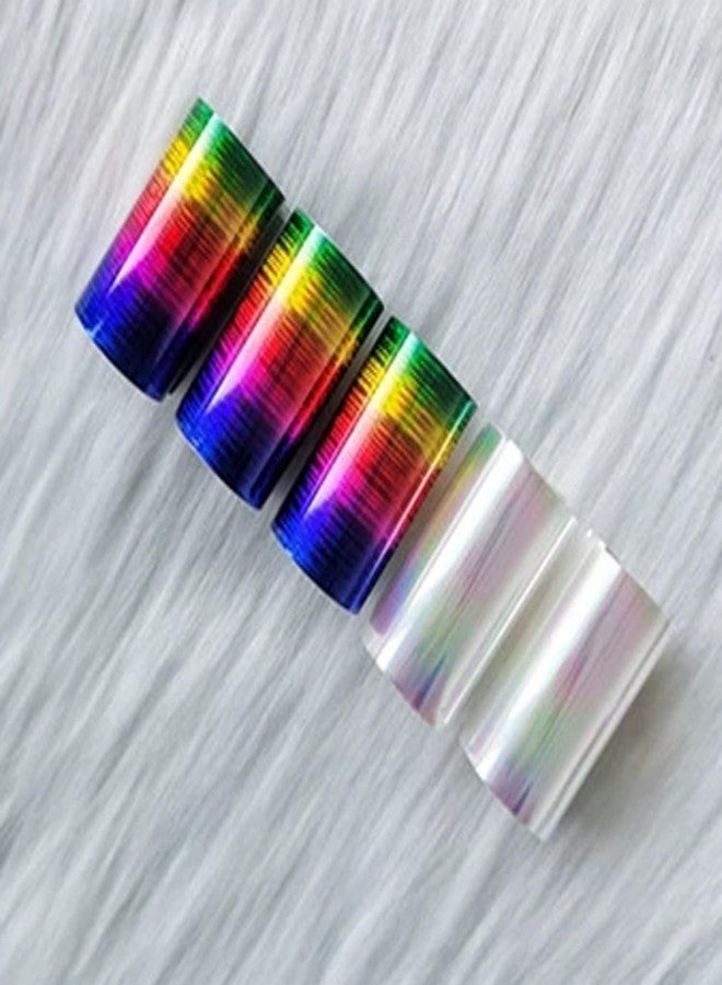 SILPECWEE Holographic Nail Foil, 10 Rolls Nail Art Foil Transfer Paper - Aurora, Laser, Rainbow Nail Design Stickers Decals 3D Nails Decoration for Women Girls - Image 5