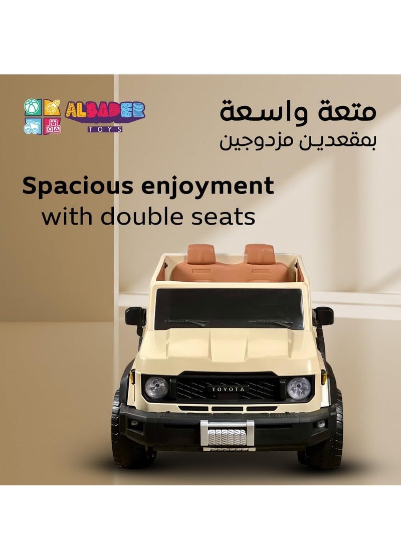 البدر سيارة لاند كروزر بيك اب كهربائية للاطفال المرخصة، سيارات للاطفال للقيادة، سيارة كهربائية باضواء LED، موسيقى MP3، سيارة ركوب للاطفال ببطارية بقوة 12 فولت، 4 محركات كبيرة وجهاز تحكم عن بعد، سيارة تويوتا للاولاد والبنات - Image 5
