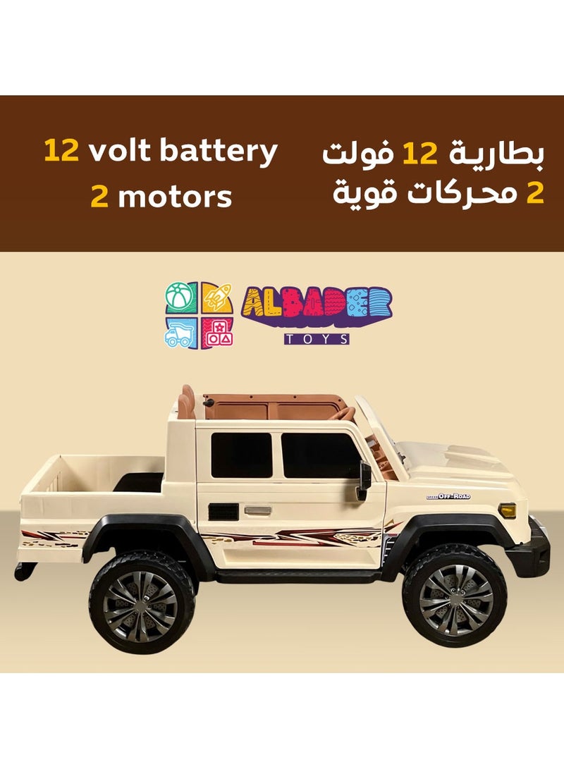 البدر سيارة لاند كروزر بيك اب كهربائية للاطفال المرخصة، سيارات للاطفال للقيادة، سيارة كهربائية باضواء LED، موسيقى MP3، سيارة ركوب للاطفال ببطارية بقوة 12 فولت، 4 محركات كبيرة وجهاز تحكم عن بعد، سيارة تويوتا للاولاد والبنات - Image 3