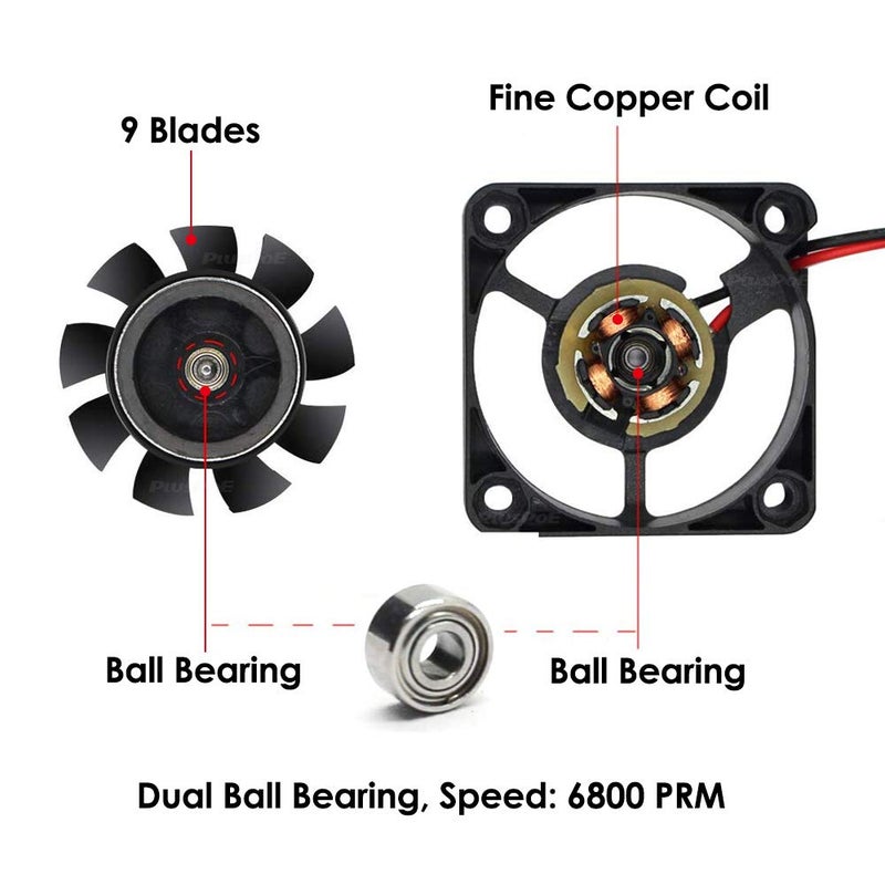 PLUSPOE 2-Pack 40mm x10mm DC 5V USB Brushless Cooling Fan, Dual Ball Bearing, Quiet Operation, 4010 Small Computer Fan - Image 2