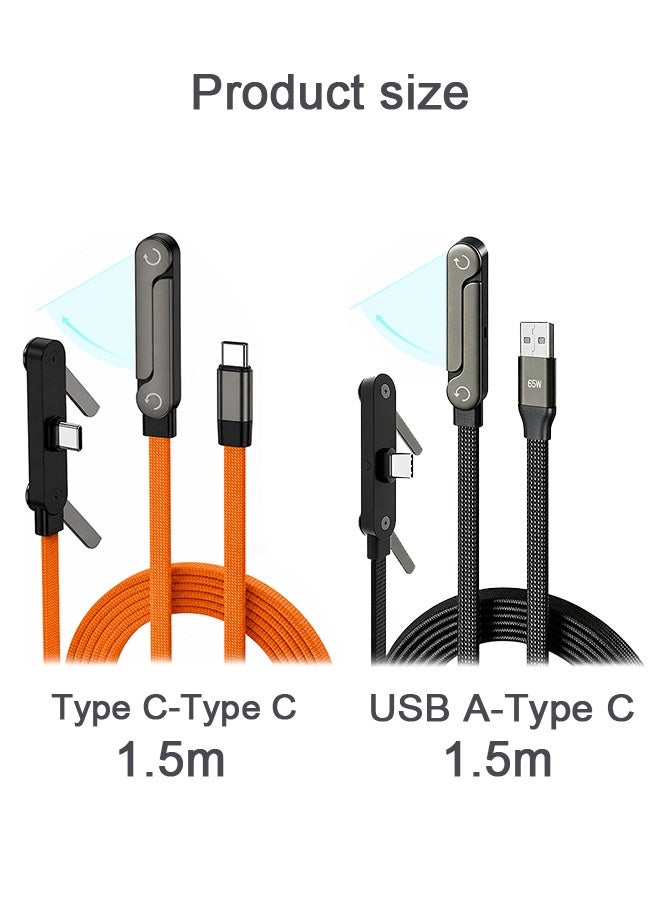 جي دي قطعتان من كابلات الشحن السريع المضفرة USB-A إلى Type-C و Type-C إلى Type-C بطول 1.5 متر وقوة 240 واط، مزودة بحامل مدمج للهاتف - كابل 2 في 1 غير مرئي للألعاب والمكتب والسفر، سلك شاحن مسطح متوافق مع iPhone 15/16/17 وSamsung Galaxy S24/S23 وMacBook وiPad وأجهزة متعددة - Image 2