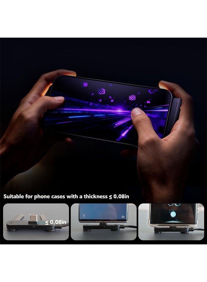 جي دي قطعتان من كابلات الشحن السريع المضفرة USB-A إلى Type-C و Type-C إلى Type-C بطول 1.5 متر وقوة 240 واط، مزودة بحامل مدمج للهاتف - كابل 2 في 1 غير مرئي للألعاب والمكتب والسفر، سلك شاحن مسطح متوافق مع iPhone 15/16/17 وSamsung Galaxy S24/S23 وMacBook وiPad وأجهزة متعددة - Image 5
