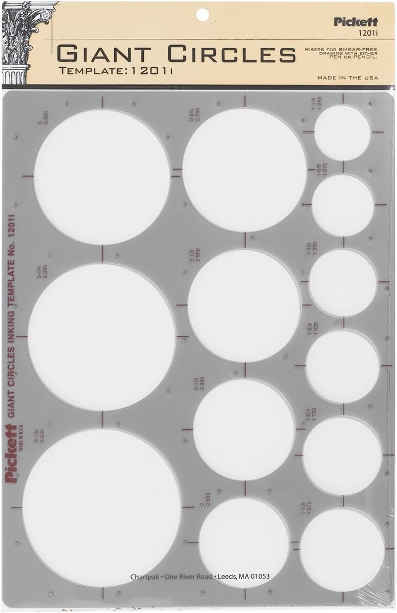 Giant Circles Template, Circle Range 1-1/4 to 3-1/2 Inches in Diameter (1201I)