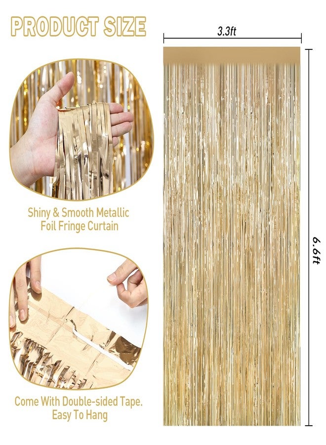 YEURFONTASY Champagne Gold Tinsel Backdrop Foil Fringe Curtains - 2 Packs Door Streamers Backdrop for Birthday Door Decorations, Party Supplies for Bachelorette, Graduation, Christmas, Disco Decor - Image 2