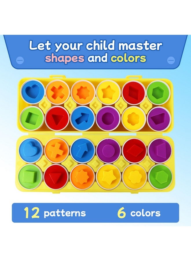 Tinabless Matching Eggs Toys 12 pcs Set Color & Shape Recoginition Sorter Puzzle for Toddlers, Christmas Easter Travel Game Early Learning Educational Gift for Year Old Kids - Image 2