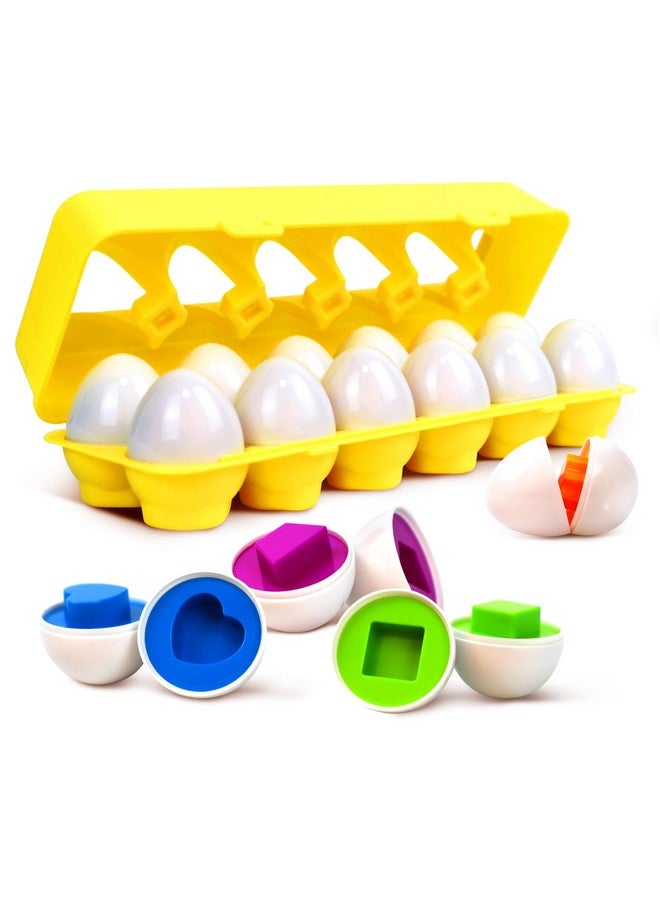 Tinabless Matching Eggs Toys 12 pcs Set Color & Shape Recoginition Sorter Puzzle for Toddlers, Christmas Easter Travel Game Early Learning Educational Gift for Year Old Kids - Image 1