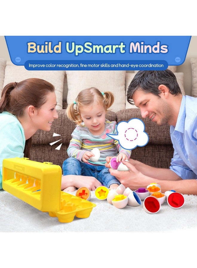 Tinabless Matching Eggs Toys 12 pcs Set Color & Shape Recoginition Sorter Puzzle for Toddlers, Christmas Easter Travel Game Early Learning Educational Gift for Year Old Kids - Image 4