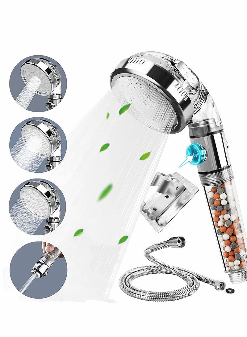 Excefore Ionic Shower Head, Handheld High Pressure Shower Spray Filter Hard Water with ON/Off Switch, 3 Modes Soften Water Saving Adjustable Power Showerhead  - Image 1