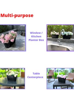 HomarKet Metal Iron Hanging Flower Pots for Railing Fence Outdoor Planter Hanging Bucket Pots Countryside Style Window Flower Plant Holder with Detachable Hooks Home Decor  - Image 3