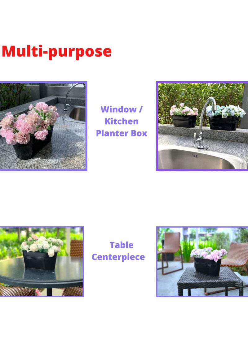 HomarKet Metal Iron Hanging Flower Pots for Railing Fence Outdoor Planter Hanging Bucket Pots Countryside Style Window Flower Plant Holder with Detachable Hooks Home Decor  - Image 3