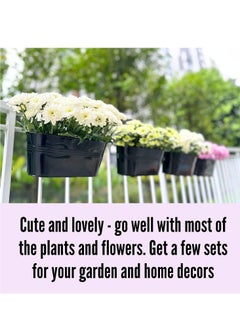 HomarKet Metal Iron Hanging Flower Pots for Railing Fence Outdoor Planter Hanging Bucket Pots Countryside Style Window Flower Plant Holder with Detachable Hooks Home Decor  - Image 4