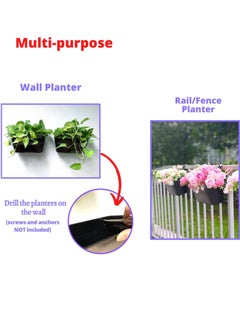 HomarKet Metal Iron Hanging Flower Pots for Railing Fence Outdoor Planter Hanging Bucket Pots Countryside Style Window Flower Plant Holder with Detachable Hooks Home Decor  - Image 5