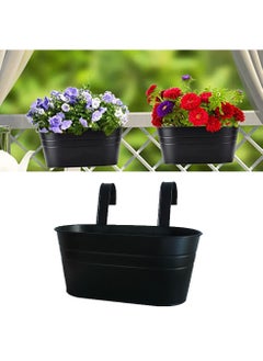 HomarKet Metal Iron Hanging Flower Pots for Railing Fence Outdoor Planter Hanging Bucket Pots Countryside Style Window Flower Plant Holder with Detachable Hooks Home Decor  - Image 2