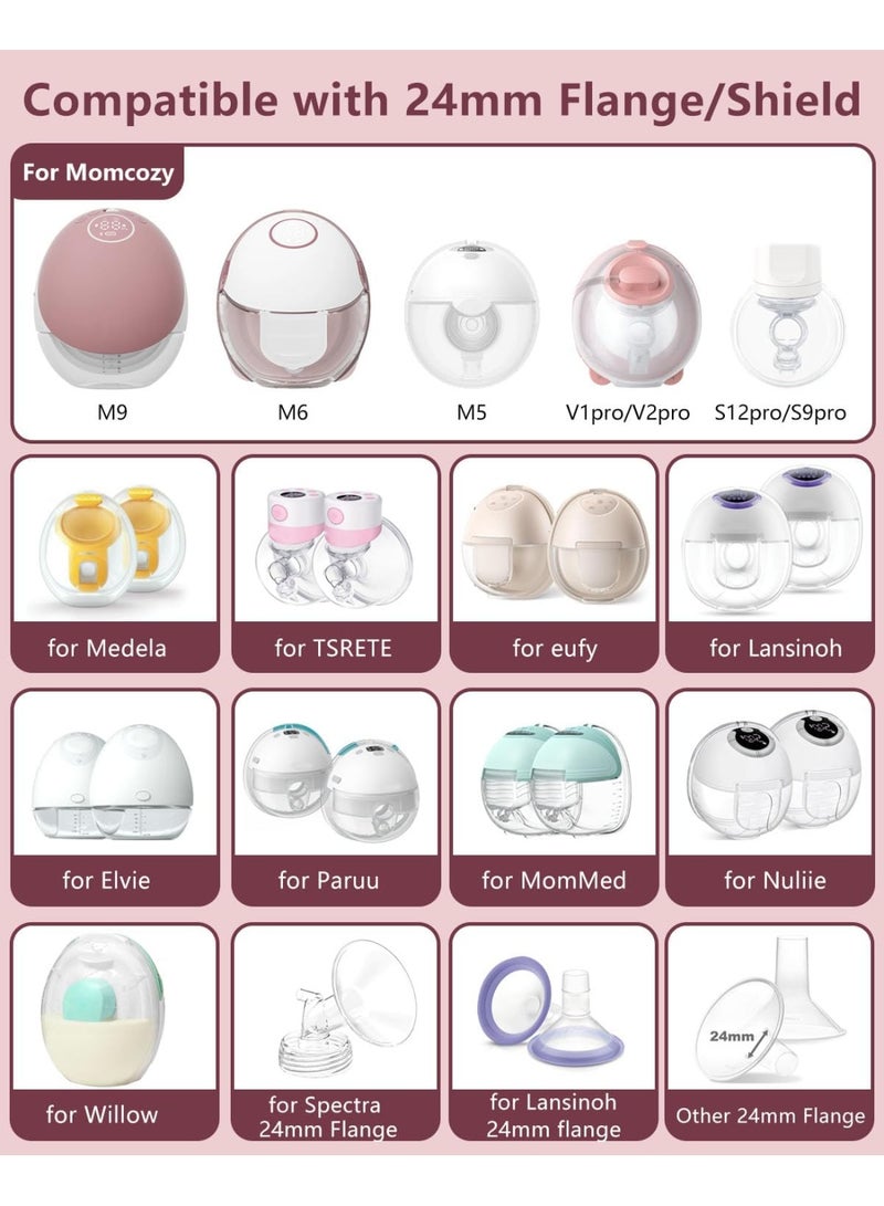 Zisheng 11Pcs Silicone Flange Inserts 13/15/17/19/21mm, for Momcozy, Medela, Willow S9/S10/S12 Wearable Hand Free Breast Pump Flange Insert, Reduce 24mm Shield/Flange Nipple Tunnel Down to Correct Size - Image 2