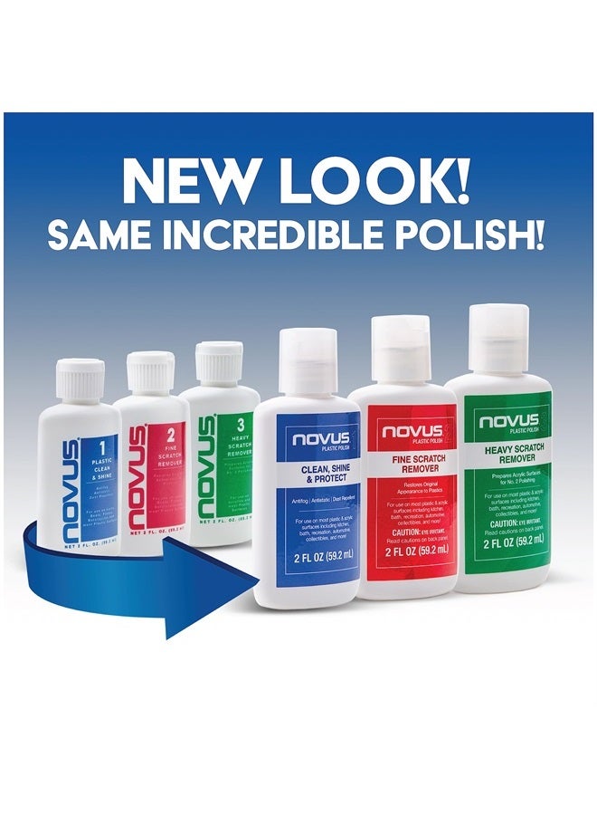 NOVUS PK1-2 Plastic Clean and Shine, Fine Scratch Remover and Heavy-scratch Remover and Polish Mates Pack, 2 Ounce Bottles - Image 2