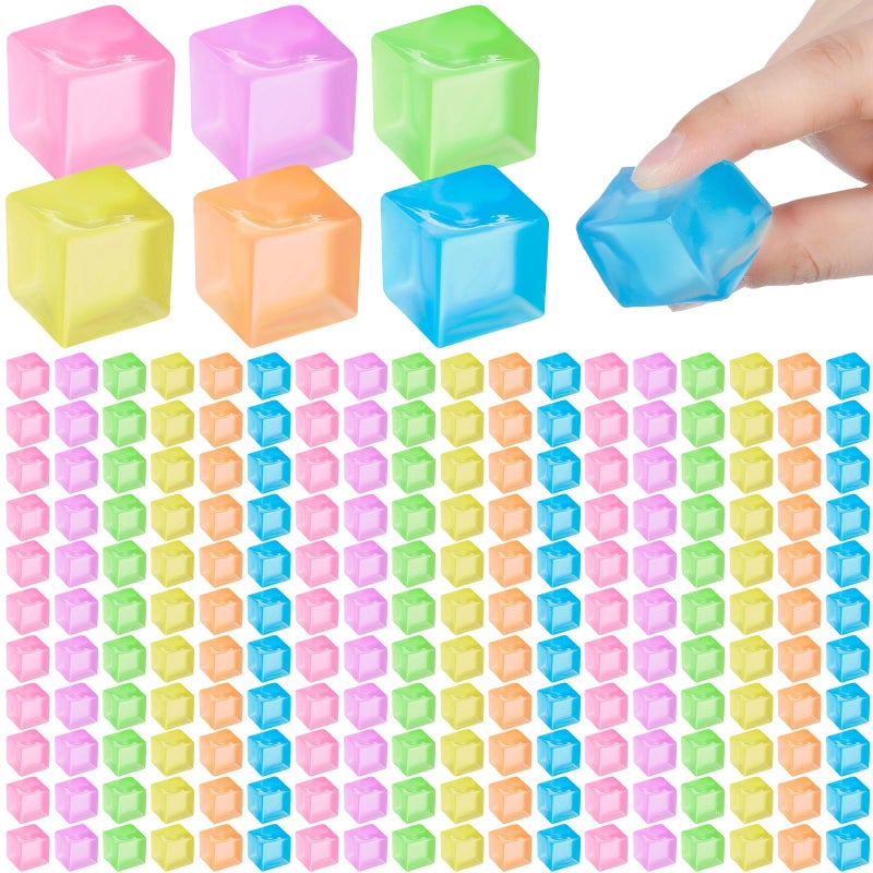 Simgoing 180 Pcs Mini Ice Cube Stress Balls Fidget Toys Bulk Squeeze Square Ball Sensory Toys Stress Relief Ice Cube for Small Prize Birthday Party Favor Bags Box Filling 6 Colors - Image 3