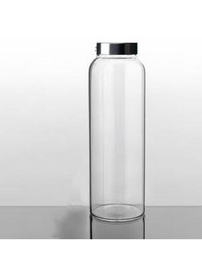 Brezzycloud Glass Fridge Water Bottle with Steel Cap | Leak proof & detox water bottle glass | Wide mouth & Easy to Clean | Best Usage for Office/School/College | Set of 6, 800ml | Clear - Image 4