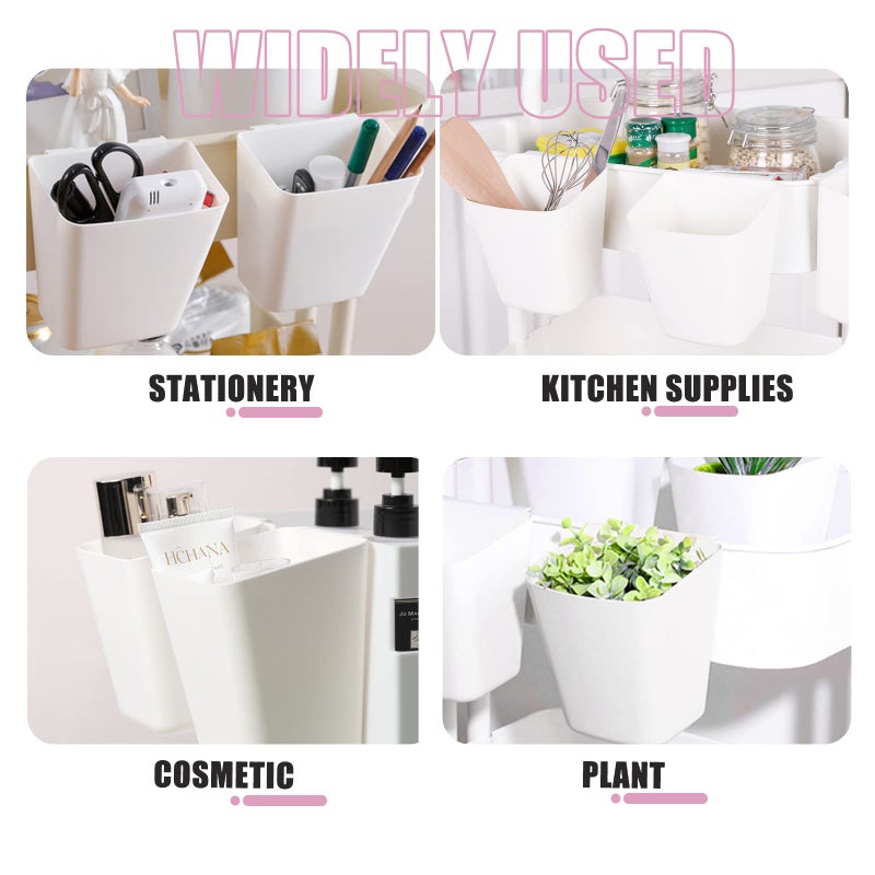 FMOACEN 6 Pack Hanging Cup Holder Rolling Cart Organizer Accessories Trolley Basket Storage Hanging Bucket Hanging Container for Kids - Image 5