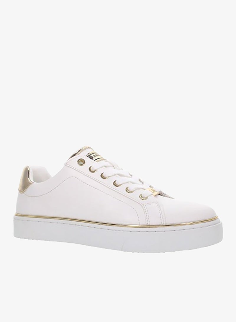 Lumberjack Women’s White Leather Sneakers with Gold Accents – Stylish Low-Top Platform Shoe for Casual & Smart Wear - Image 2