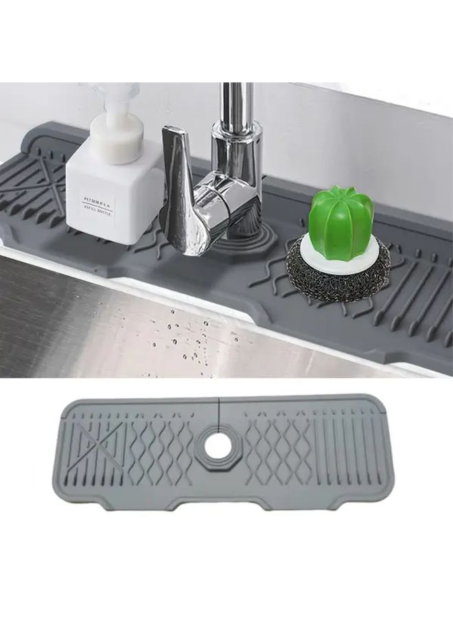Heavy Duty Silicone Faucet Splash Protector Black with Sloped Drainage for Kitchen Bathroom Sink - Image 2