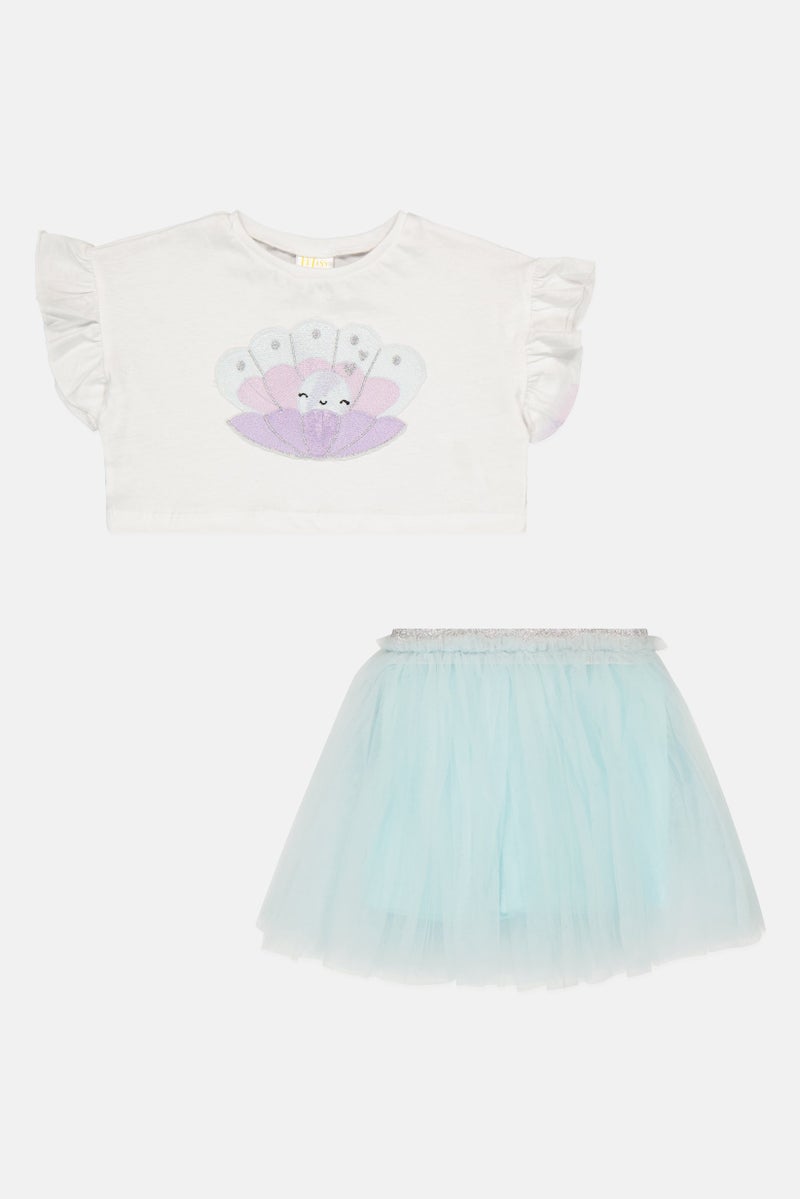 MISS Toddlers Girl 2 Pieces Embroidered Top And Tutu Skirt Set, Multicolor - Image 2