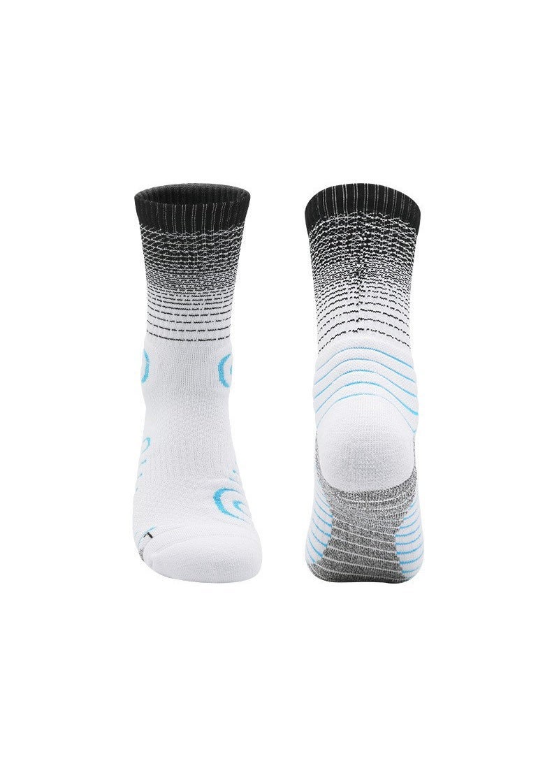 Generic Mens Autumn Winter Basketball Socks Mid-Calf Sweat-Absorbent YCIA3366 black/white