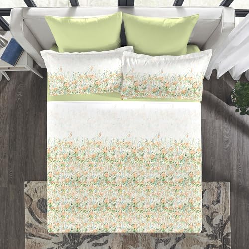 MYTRIDENT bedsheet for Double Bed, Indulgence Painterly Pattern King Bedsheet Set, 300 TC, 100% Cotton, Wild Bloom - Image 3