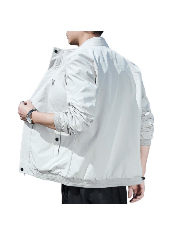 PLAYBOY Jacket, Men'S Outerwear, Spring And Autumn Casual Stand-Up Collar Trendy Top, Khaki, Xl - Image 3