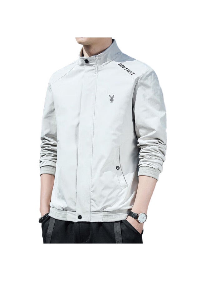 PLAYBOY Jacket, Men'S Outerwear, Spring And Autumn Casual Stand-Up Collar Trendy Top, Khaki, Xl - Image 2