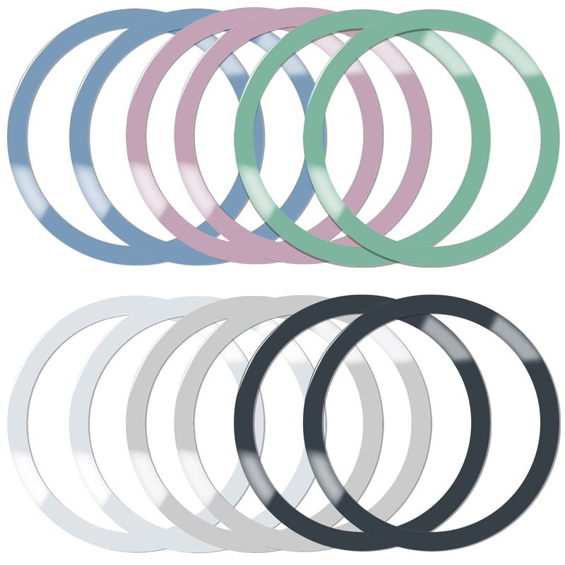 CKANDAY 12 Pieces Magnetic Wireless Charger Universal Metal Rings with Sticker, 6 Colors, Ultra Thin Metal Rings Compatible with MagSafe Wireless Charger Car Charger on Most Smartphone - Image 1