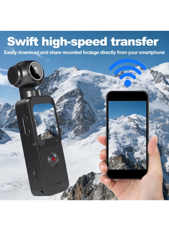5K Vlogging Action Camera with 1.69-inch Touch Screen, Handheld 5K Video Camera Camcorder, UHD 5K 60fps WiFi with EIS, Pocket Digital Body Camera, 270° Rotatable Lens, Mic Included, Included 64G TF Card, for Photography - Image 3