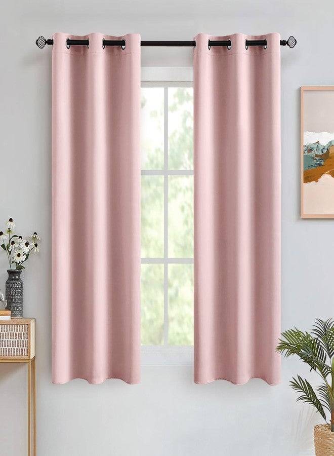 MIULEE Room Darkening Curtains Thermal Insulated Drapes Solid Window Treatment Set Grommet Top Light Blocking Blackout Curtain for Living Room/Bedroom 2 Panels 42 x 63 inch Baby Pink - Image 1